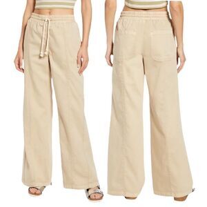 Free People High Waist Wide Leg Drawstring Pants in the Size XS in Stone Color